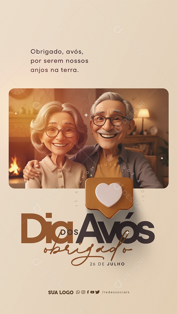 Story Dia dos Avós 26 de Julho Obrigado por Serem nossos Anjos na Terra Social Media PSD Editável