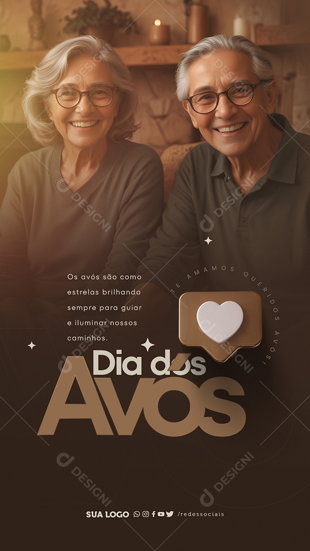 Story Dia dos Avós 26 de Julho são como Estrelas Brilhando Sempre Social Media PSD Editável