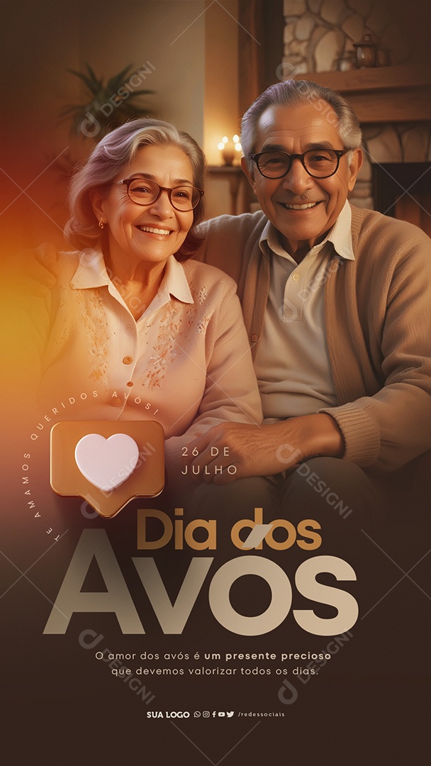 Story Dia dos Avós 26 de Julho Amoe é um Presente Precioso Social Media PSD Editável