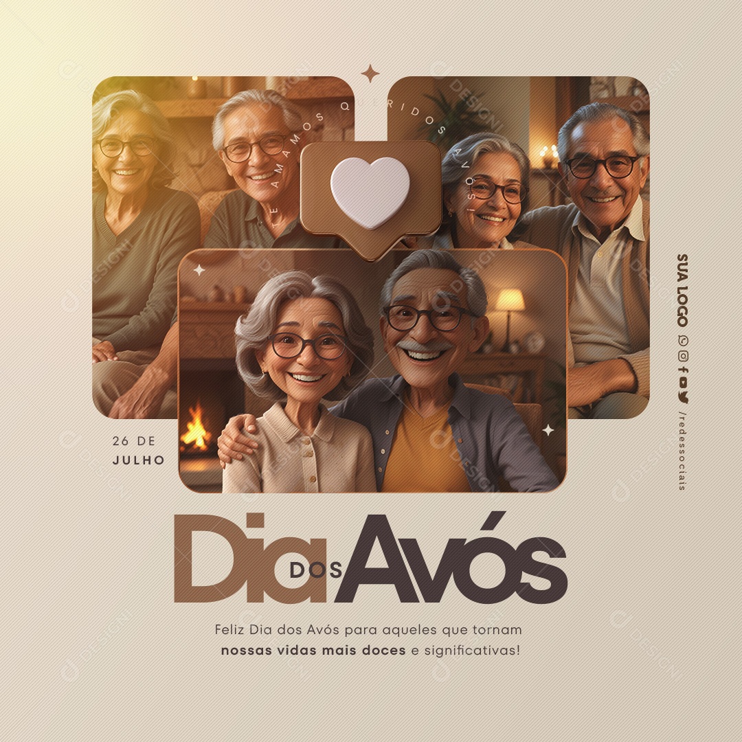 Feliz Dia dos Avós 26 de Julho Social Media PSD Editável
