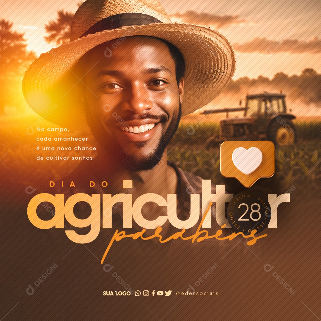 Dia do Agricultor 28 de Julho no Campo Cada Amanhecer é uma nova Chance Social Media PSD Editável
