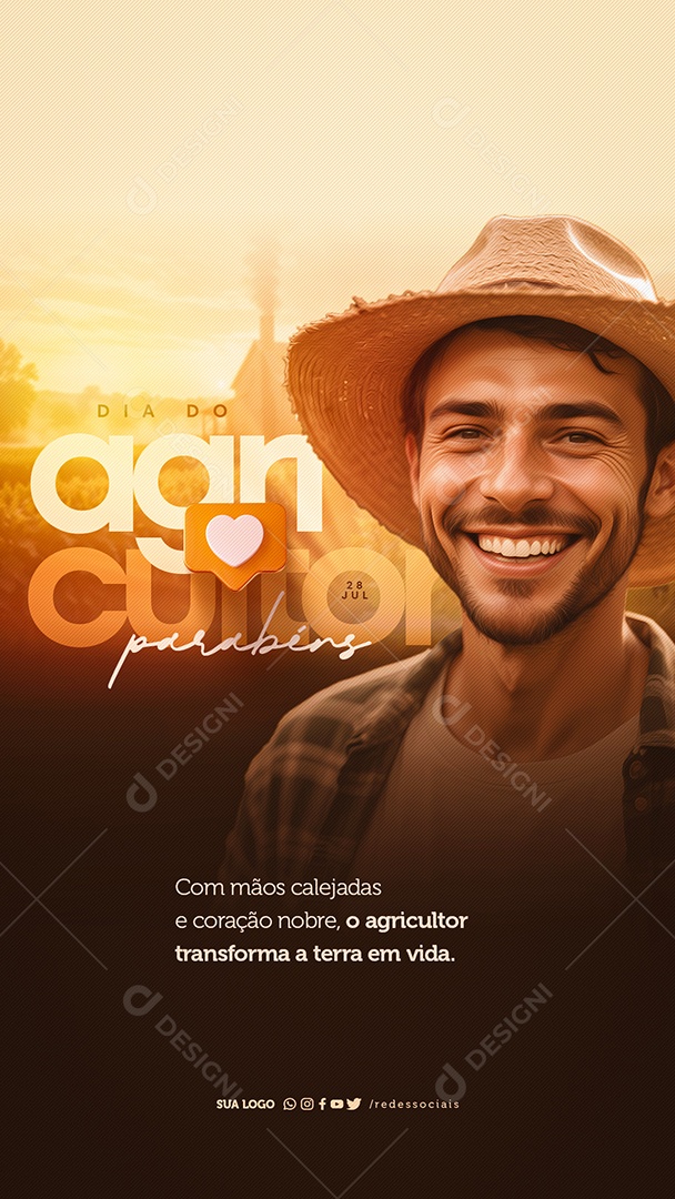 Dia do Agricultor 28 de Julho Parabéns Social Media PSD Editável