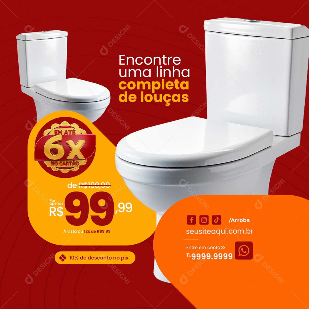 Construção Encontre uma Linha Completa de Louças Social Media PSD Editável