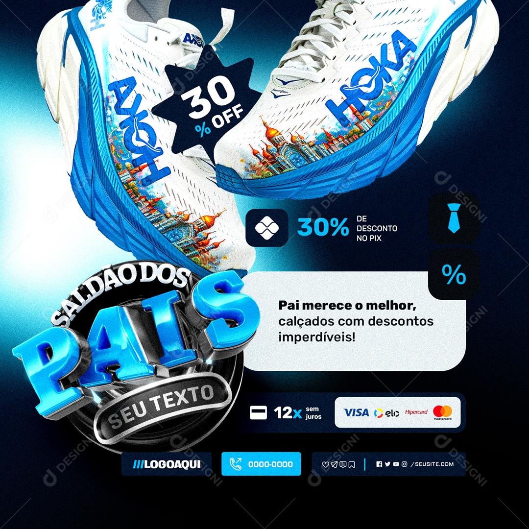 Loja de Calçados Saldão dos Pais 30% de Desconto no Pix Social Media PSD Editável