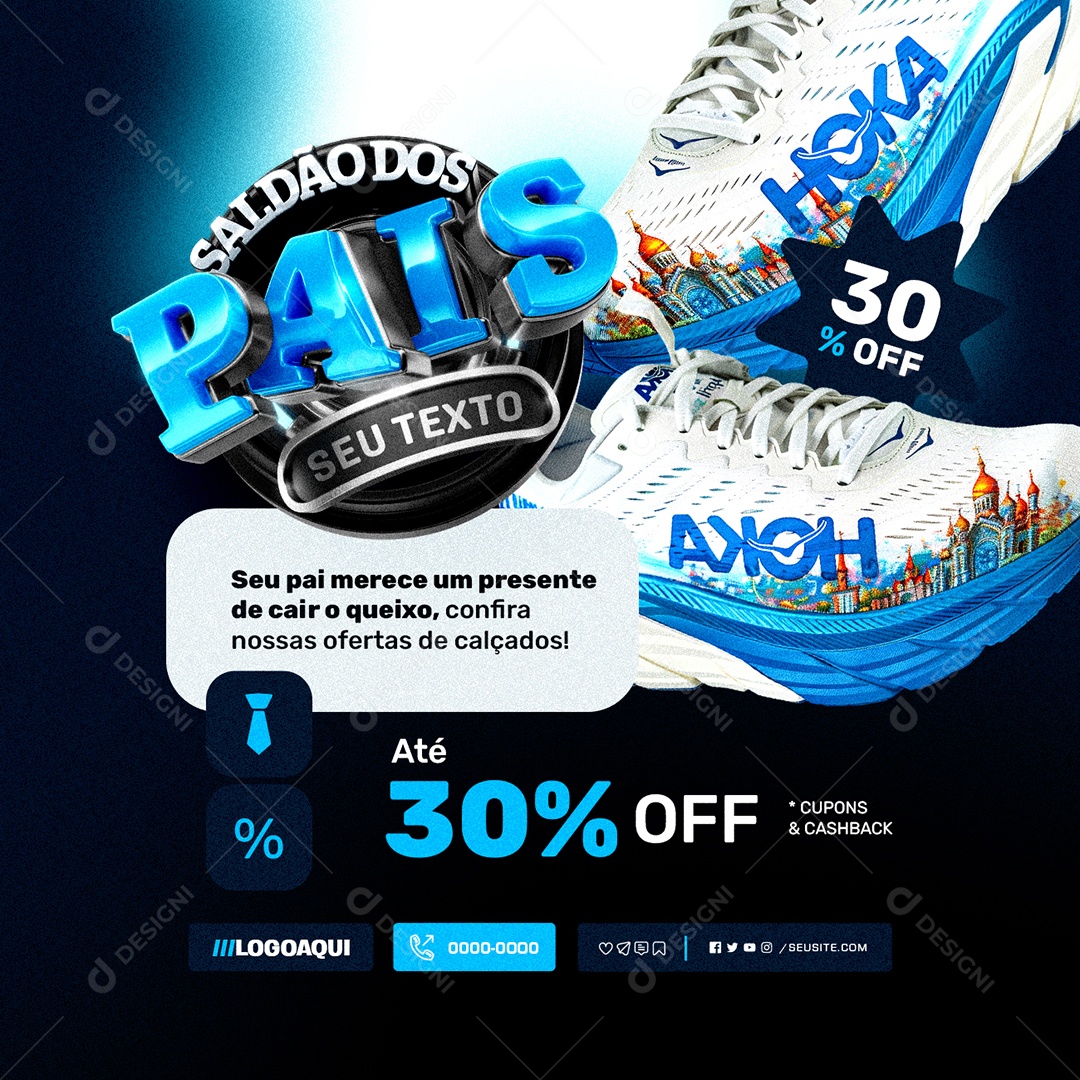 Loja de Calçados Saldão dos Pais Até 30% Off Social Media PSD Editável