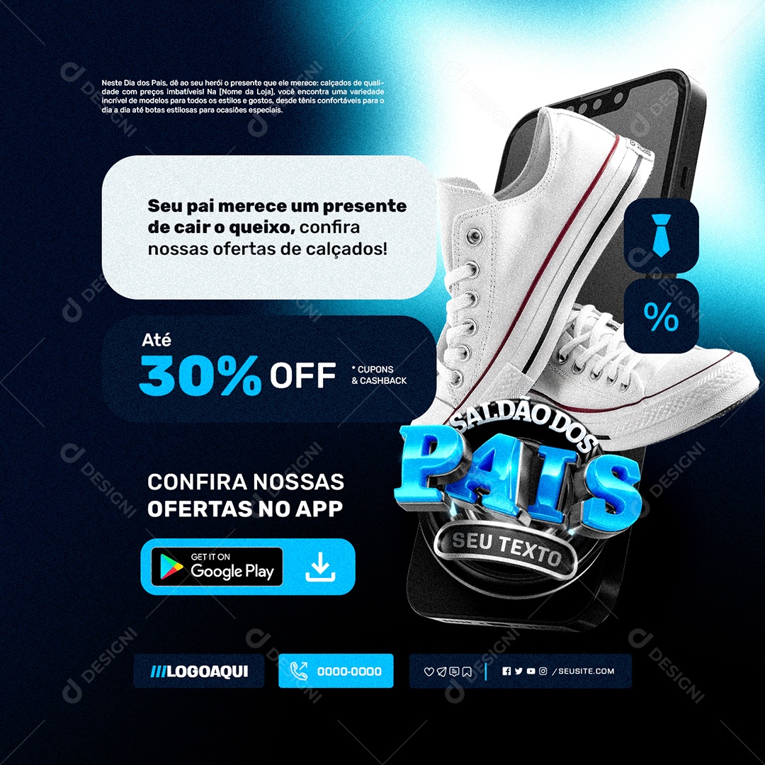 Loja de Calçados Saldão dos Pais Seu Pai Merece um Presente Social Media PSD Editável