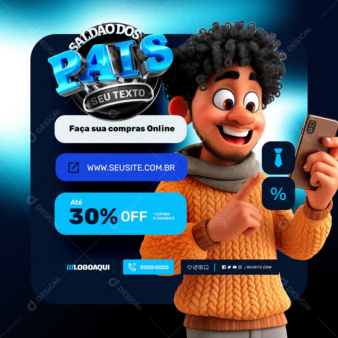 Loja de Calçados Saldão dos Pais Faça suas Compras Online Social Media PSD Editável