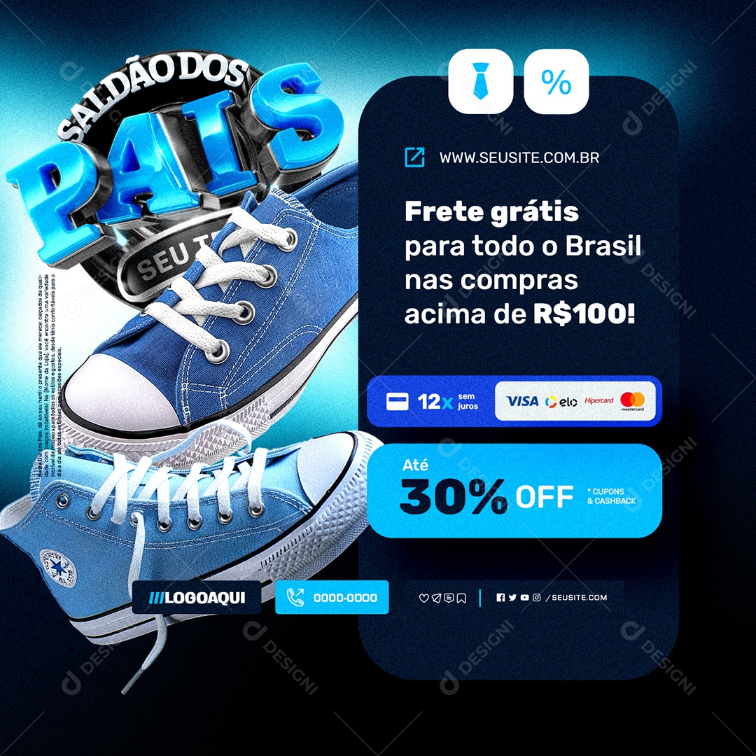 Loja de Calçados Saldão dos Pais Frete Grátis para Todo o Brasil Social Media PSD Editável