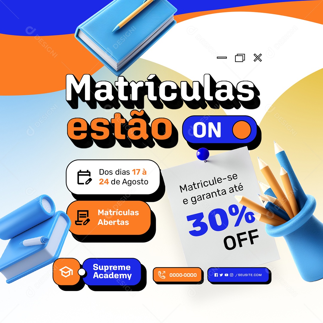 Beach Matriculas Estão On Matricule-Se e Garanta Até 30% Off Social Media PSD Editável