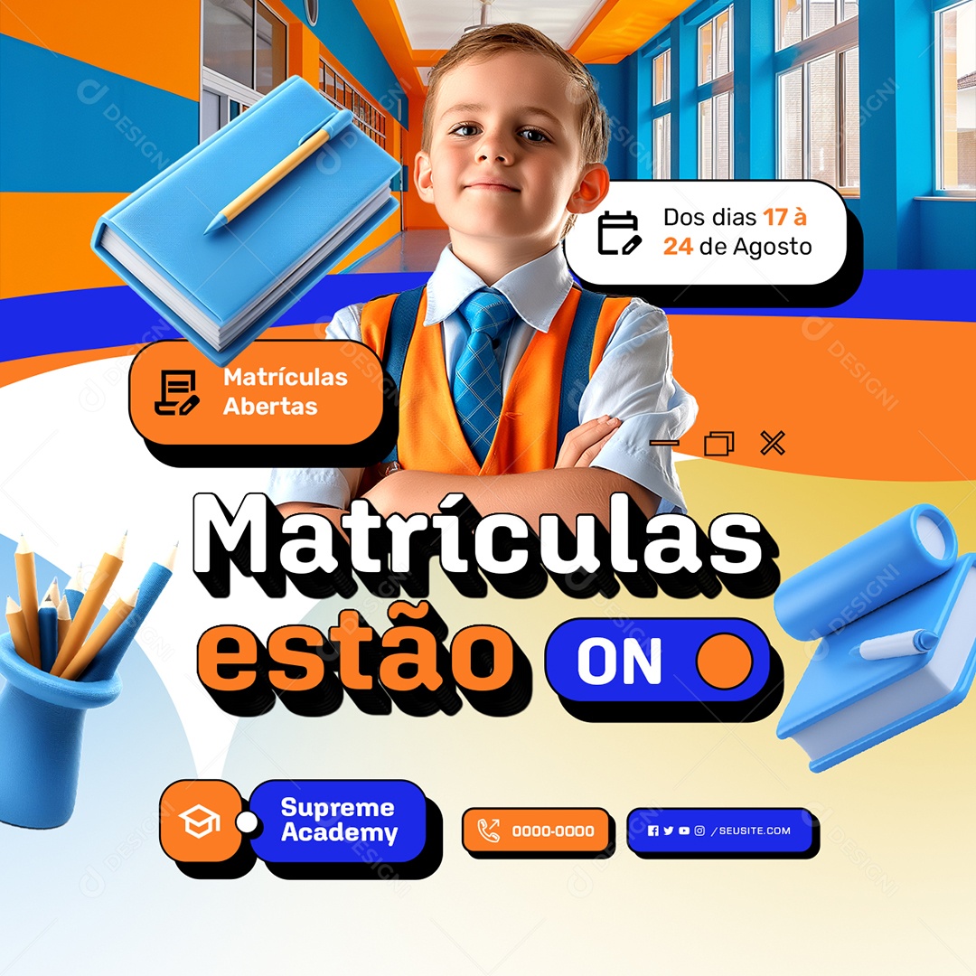 Beach Matriculas Estão On Supreme Academy Social Media PSD Editável