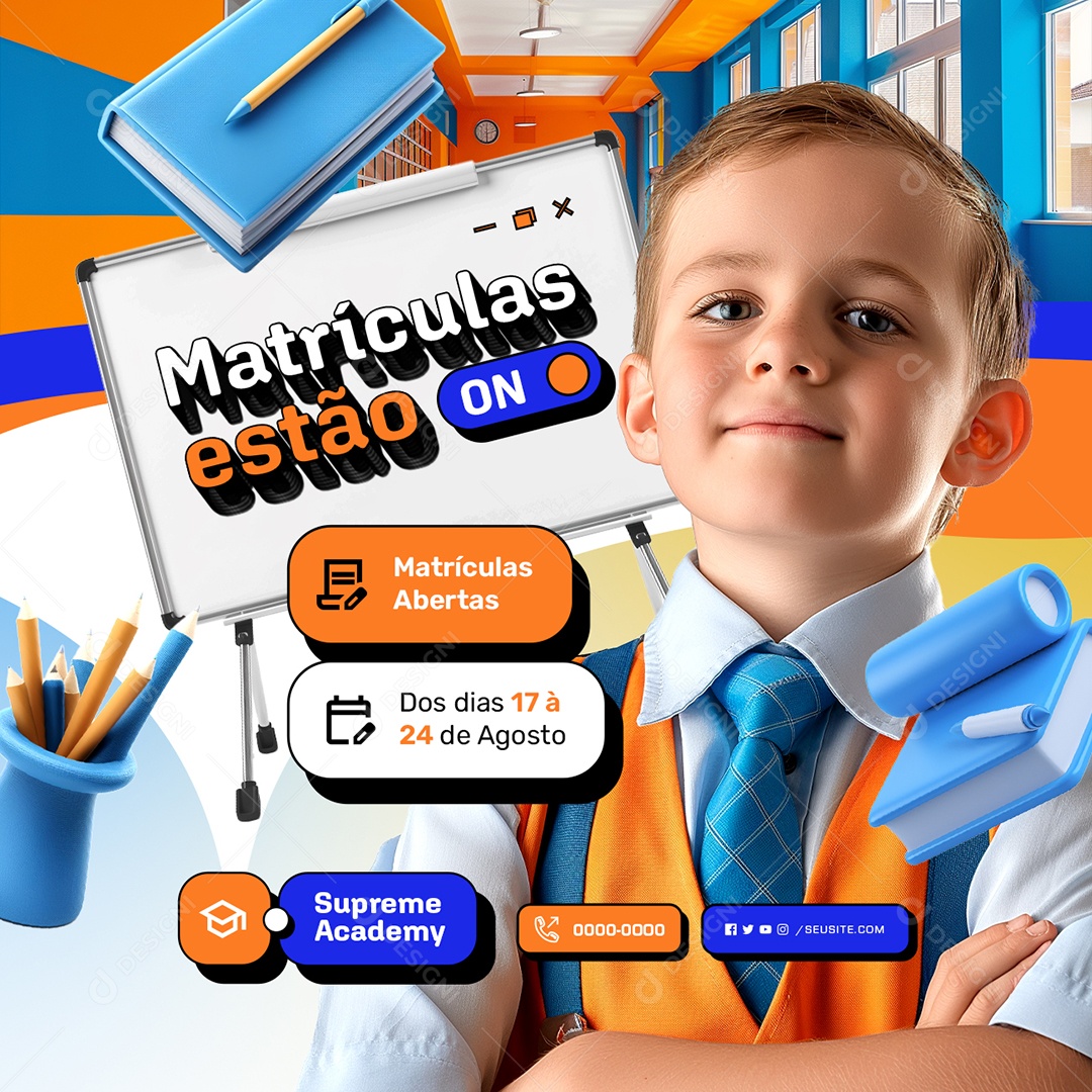 Beach Matriculas Estão On Matrículas Abertas Social Media PSD Editável