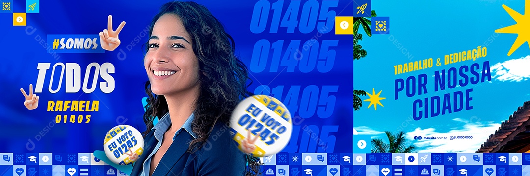 Carrossel Política Trabalho mais Dedicação por nossa Cidade Social Media PSD Editável