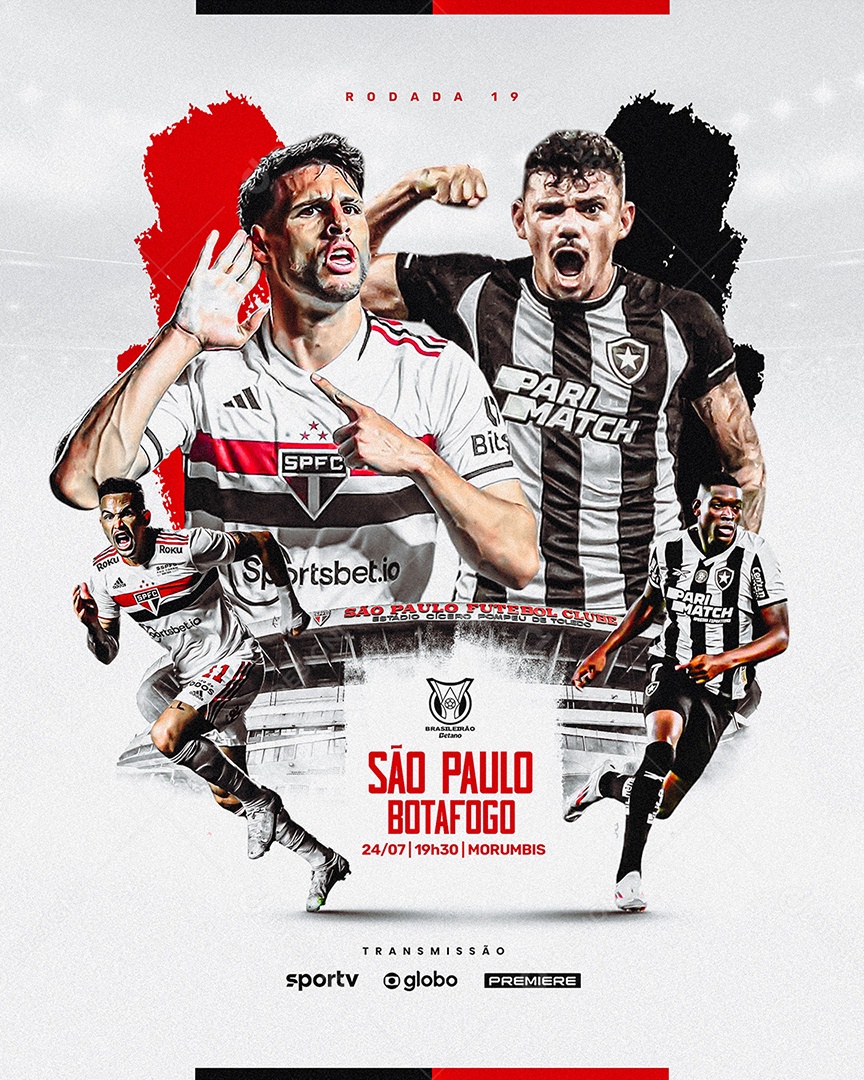 Futebol Brasileirão São Paulo X Botafogo Social Media PSD Editável