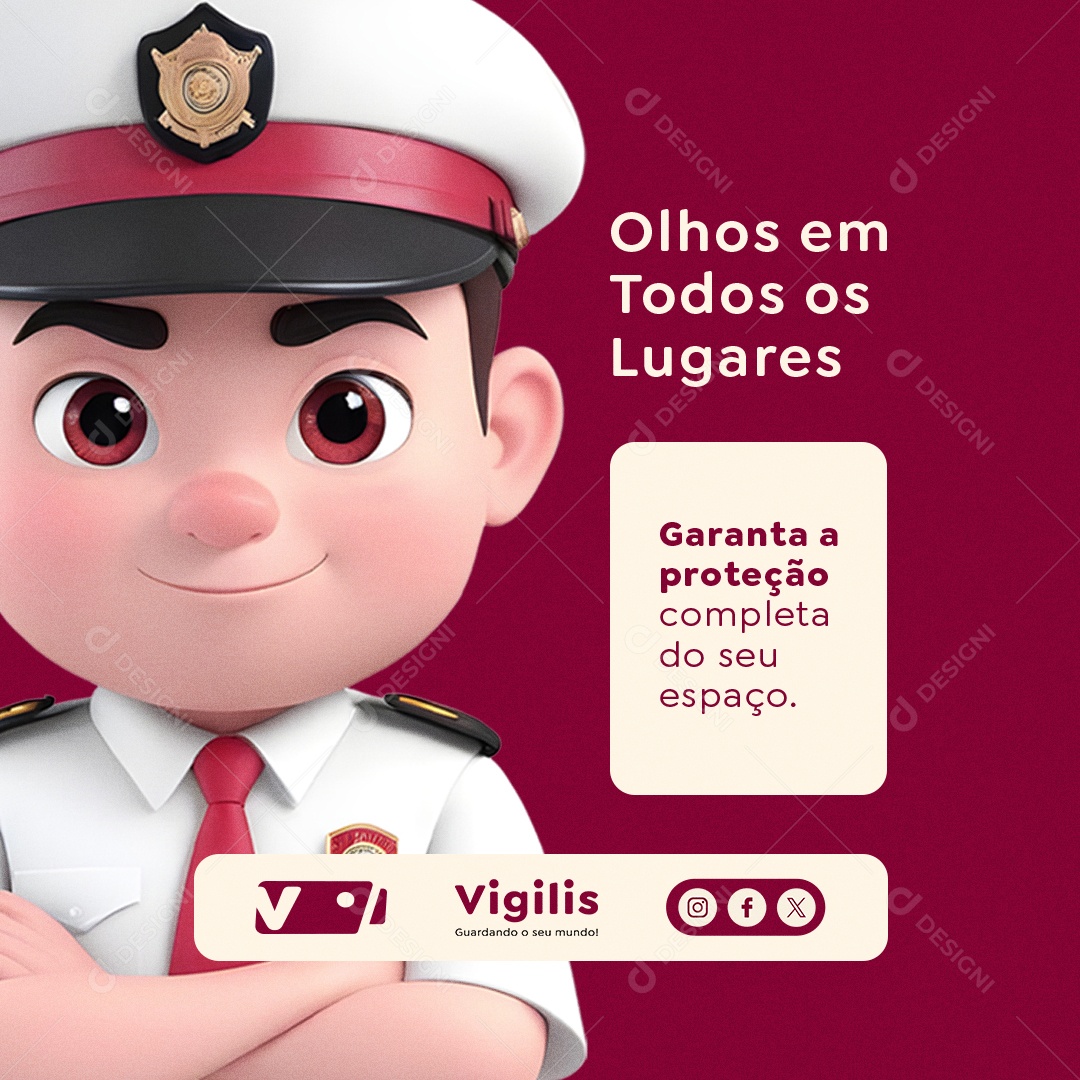 Câmera de Segurança Olhos em Todos os Lugares Social Media PSD Editável