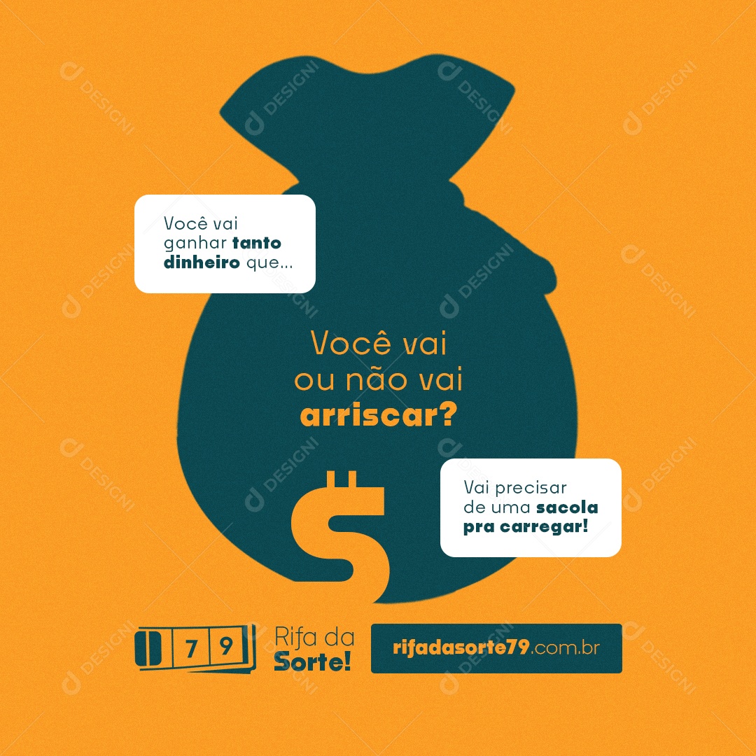 Rifa Premiada Sorteio Você Vai ou Não Vai Arriscar Social Media PSD Editável