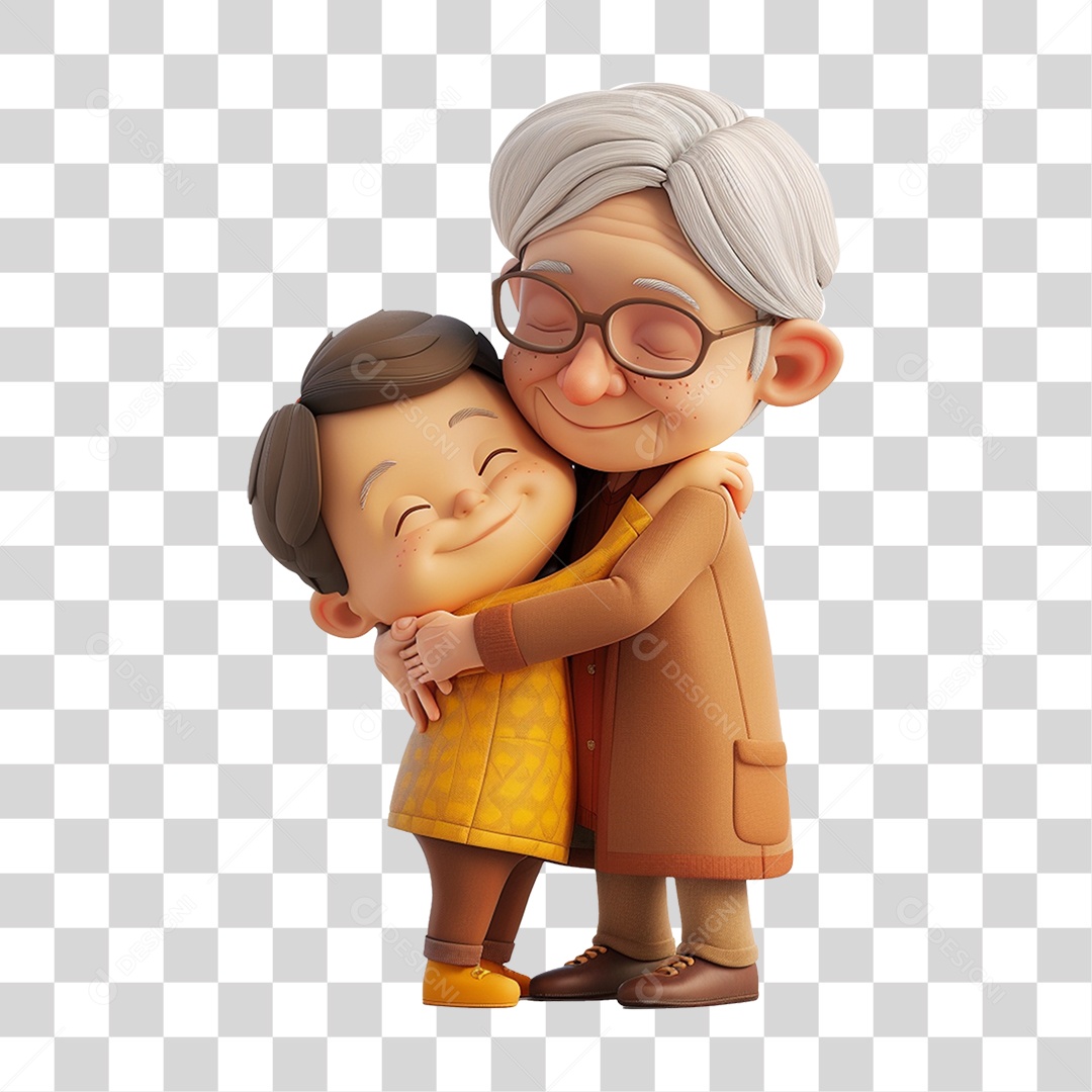 Avó Abraçando seu Neto PNG Transparente