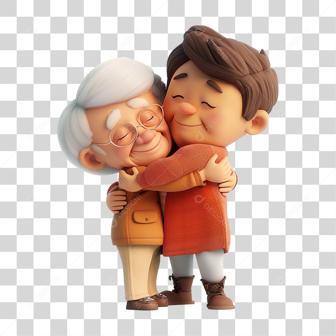 Avó Abraçando seu Neto PNG Transparente