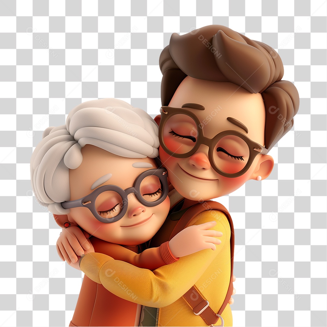 Avó Abraçando seu Neto PNG Transparente