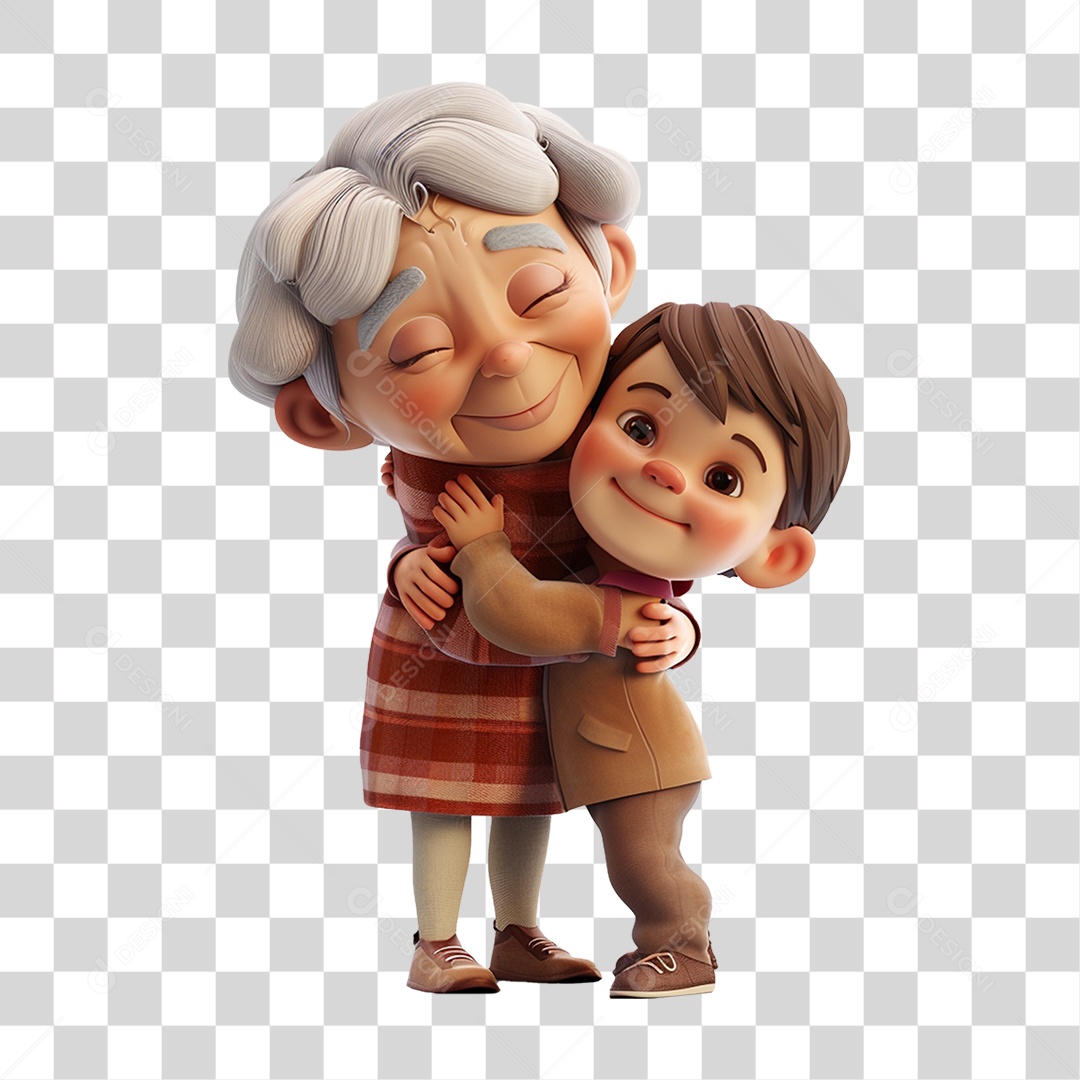 Avó Abraçando seu Neto PNG Transparente