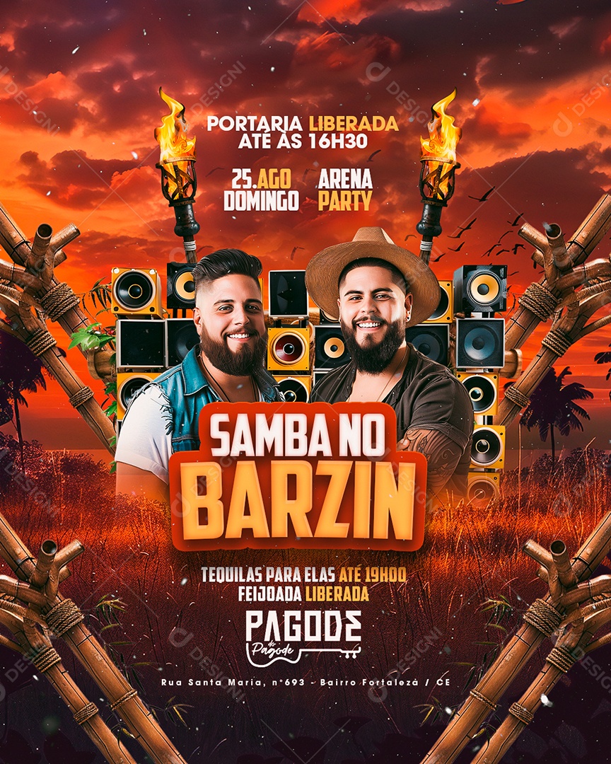 Flyer Samba no Barzin Social Media PSD Editável