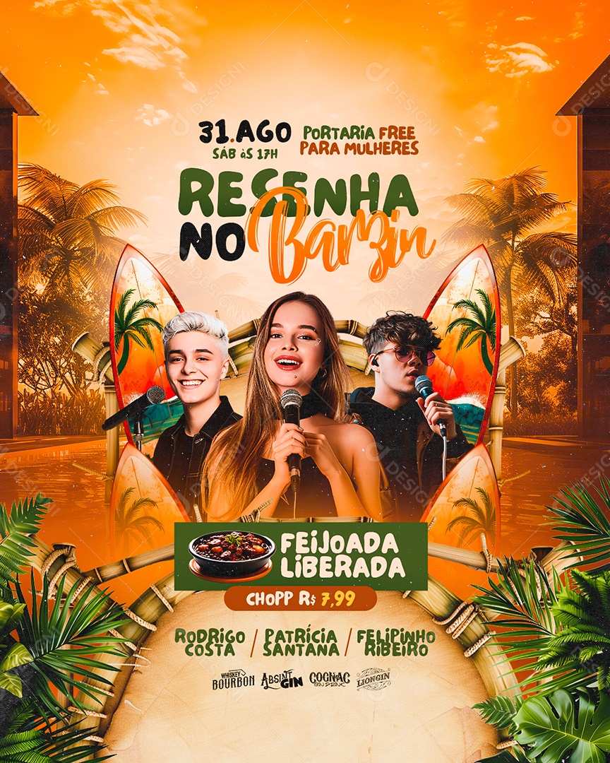 Flyer Resenha no Barzin Social Media PSD Editável