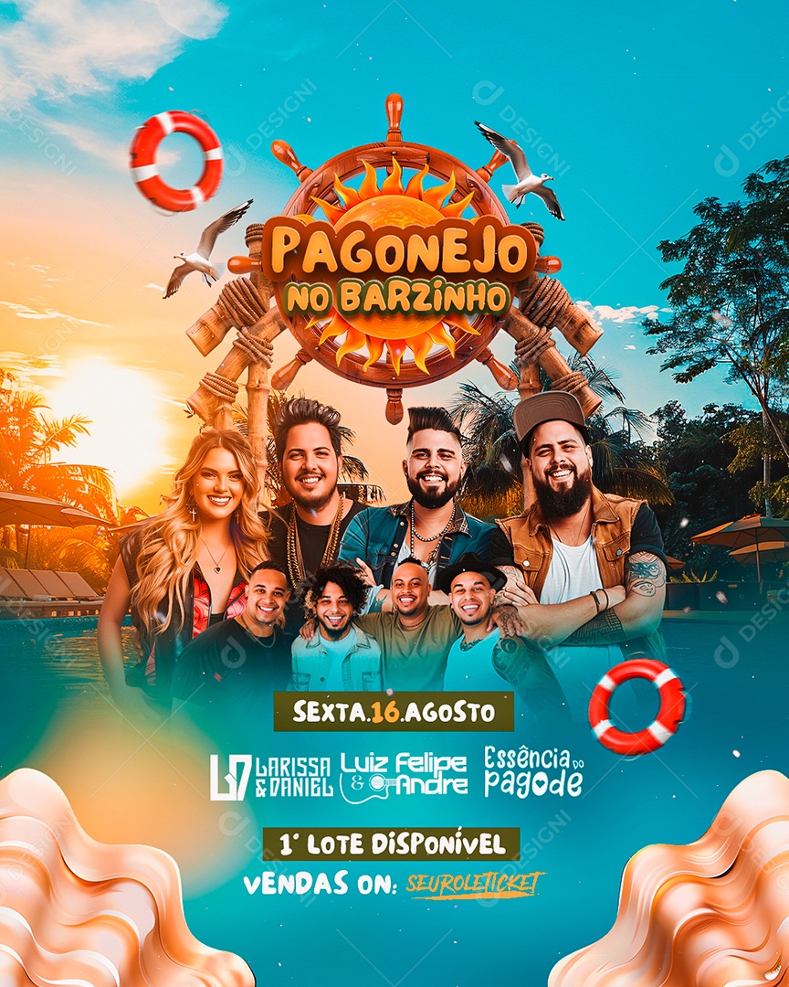 Flyer Pagonejo no Barzinho Larissa e Daniel Social Media PSD Editável