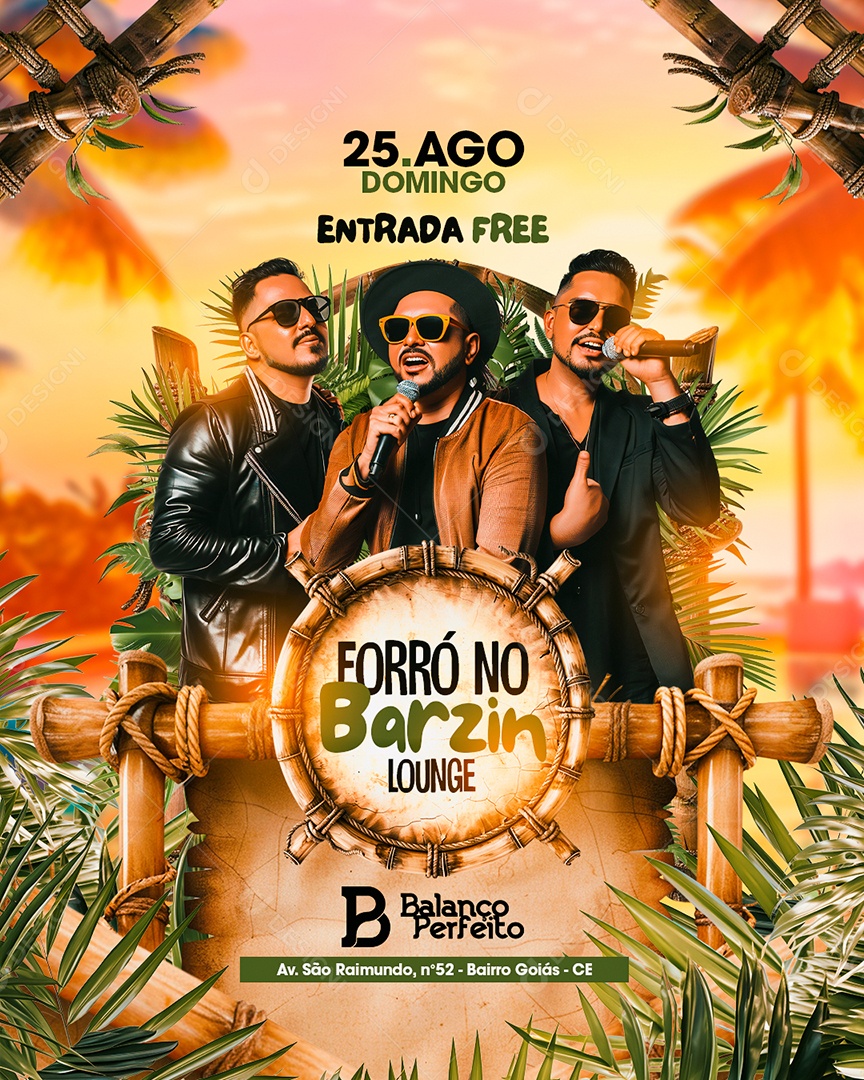 Flyer Forró no Barzin Lounge Balanço Perfeito Social Media PSD Editável