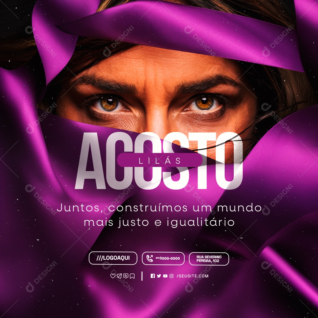 Agosto Lilás Juntos Social Media PSD Editável