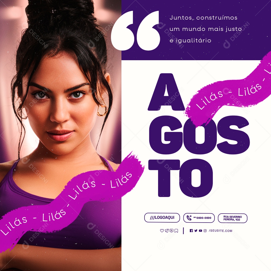 Agosto Lilás Juntos Social Media PSD Editável