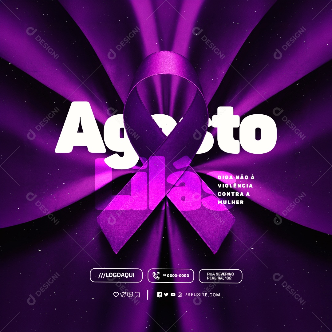 Agosto Lilás Diga Não à Violência Social Media PPD Editável