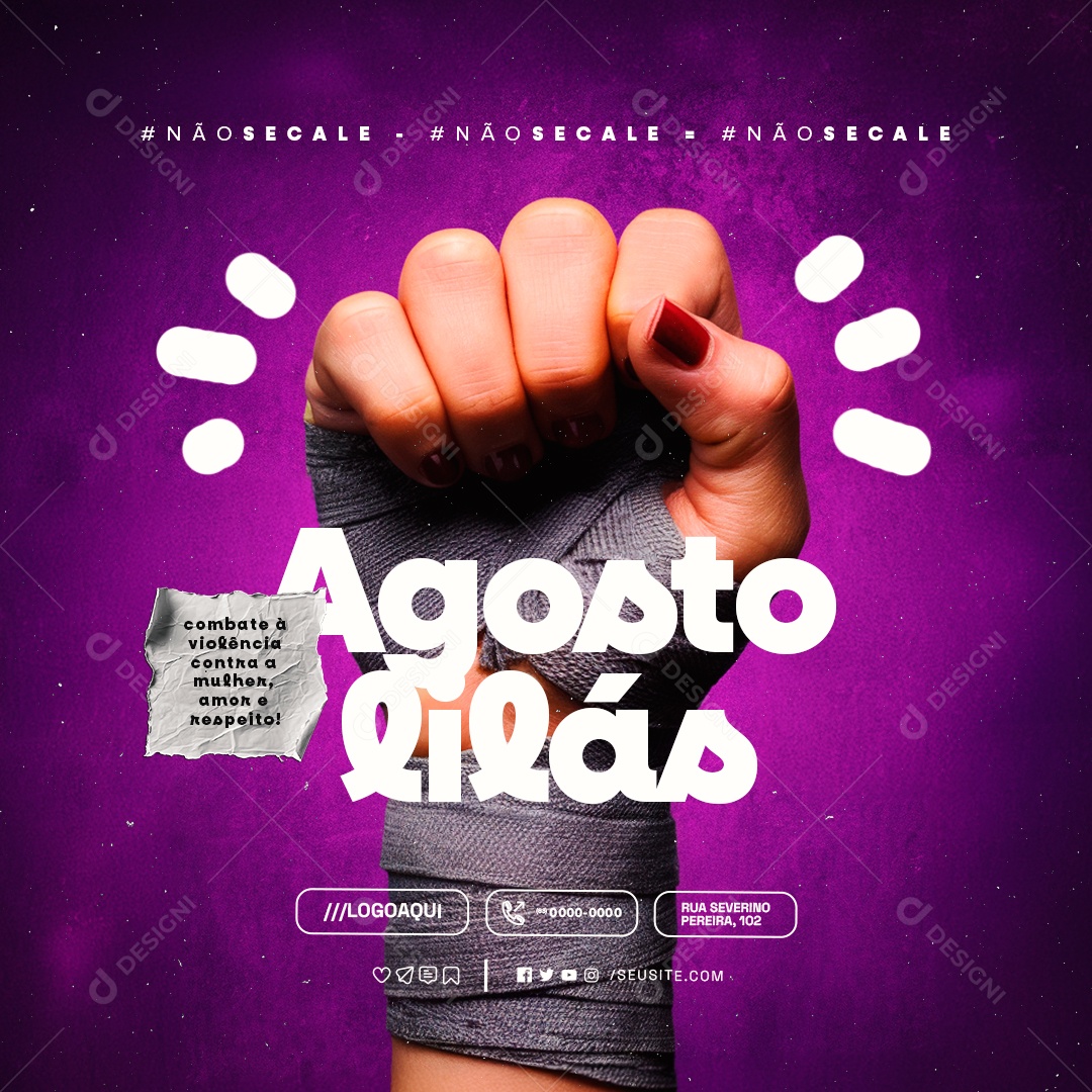 Agosto Lilás Não Se Cale Social Media PSD Editável