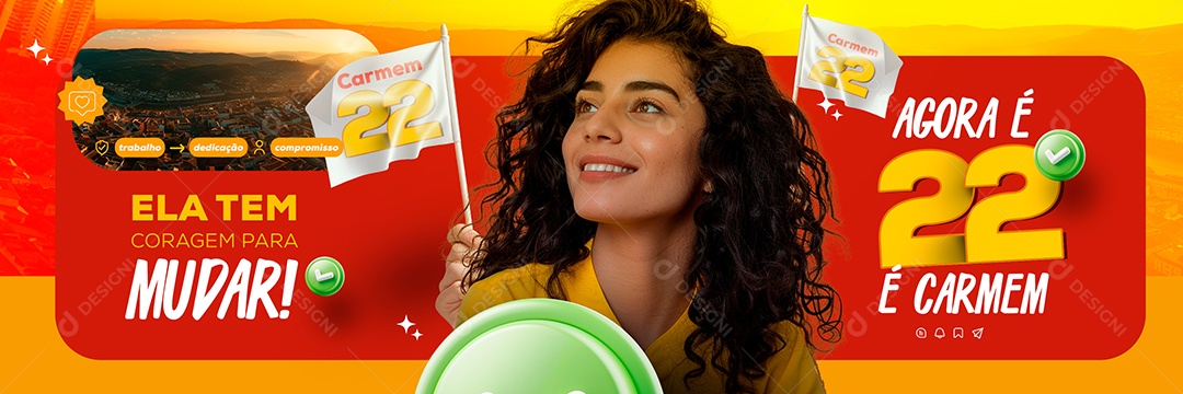 Carrossel Política Ele tem Coragem para Mudar Social Media PSD Editável