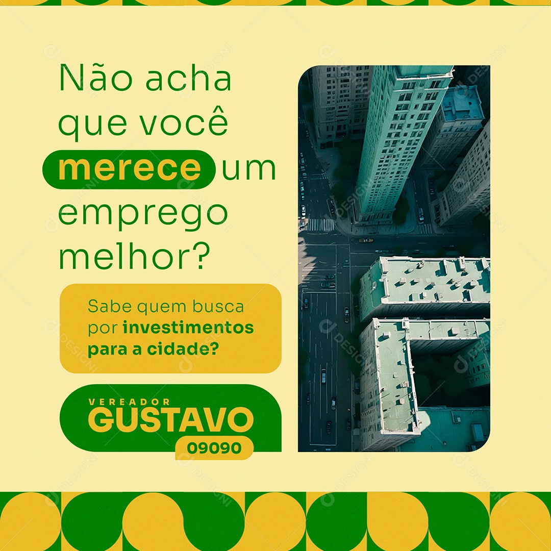 Campanha Eleitoral Vereador Gustavo Social Media PSD Editável