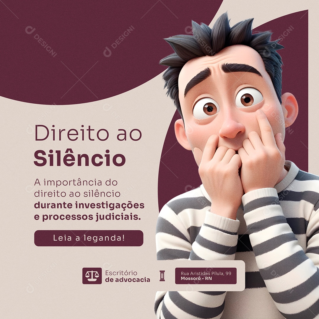 Advocacia Direito ao Silêncio Social Media PSD Editável