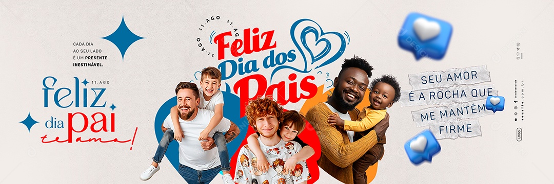 Carrossel Feliz Dia Dos Pais 11 de Agosto Social Media PSD Editável