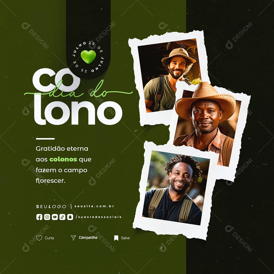 Dia Do Colono 25 De Julho Gratidão Eterna Social Media PSD Editável