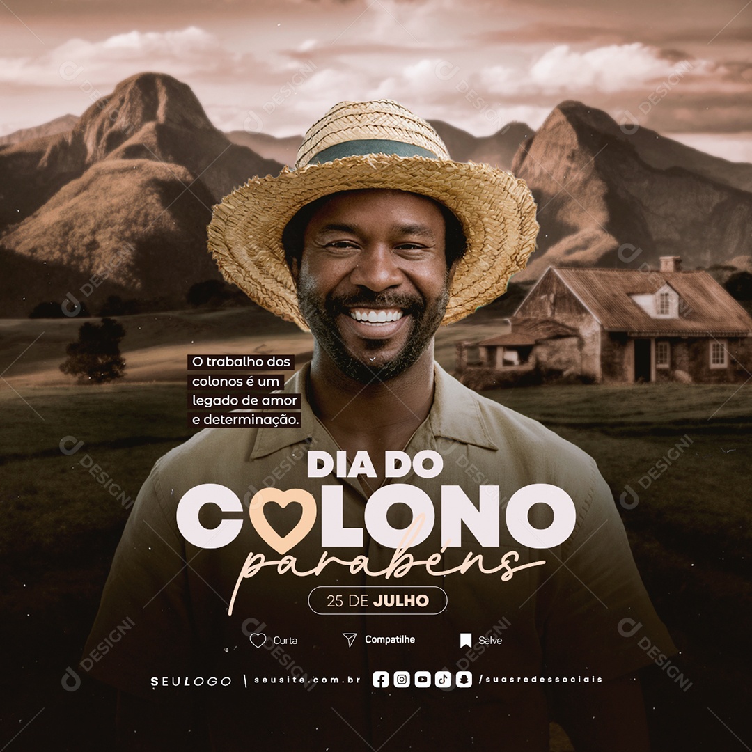 Social Media Dia Do Colono 25 De Julho Parabéns PSD Editável