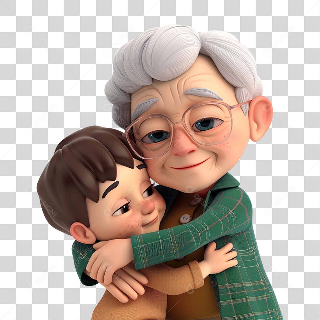 Avó Abraçando seu Neto PNG Transparente
