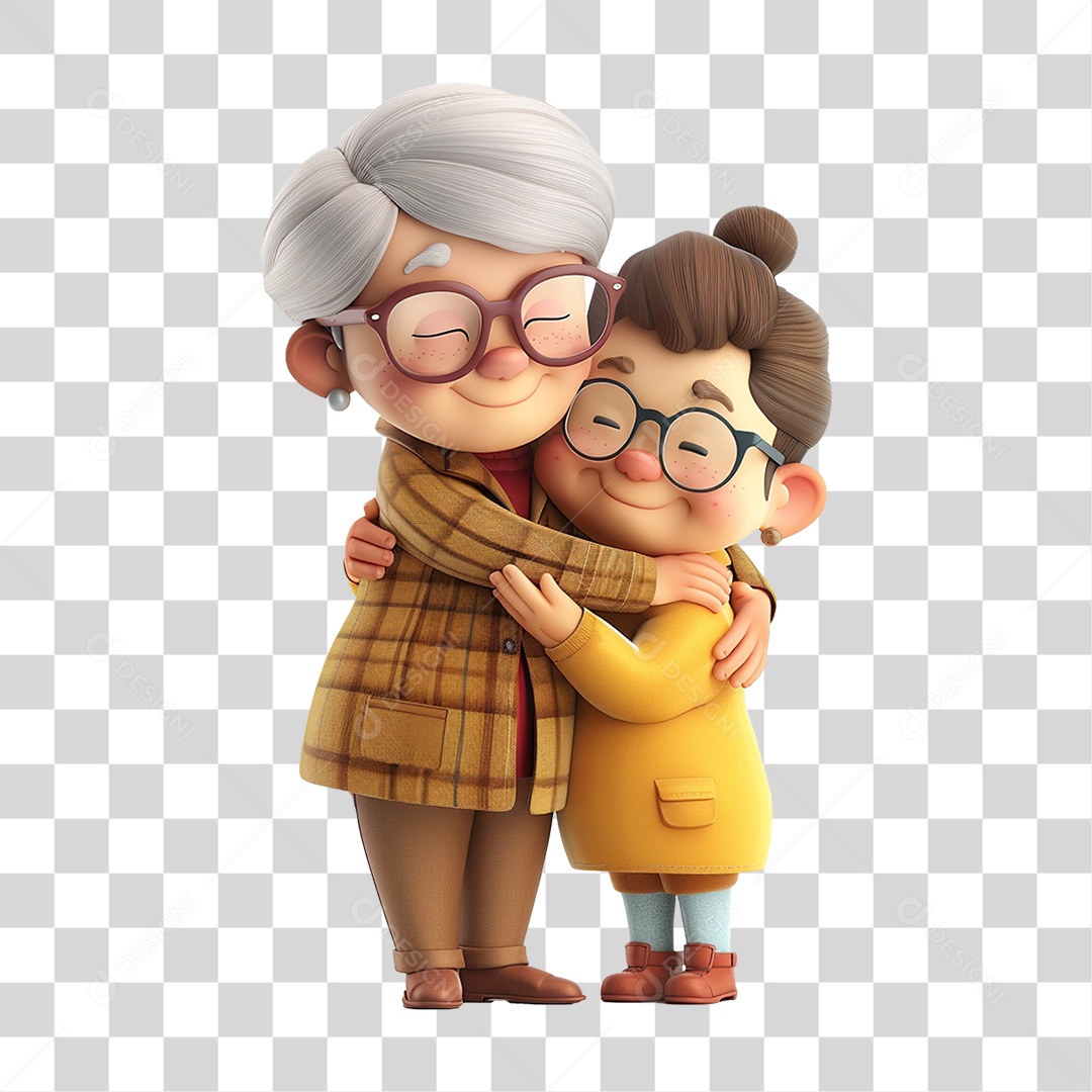 Avó Abraçando seu Neto PNG Transparente