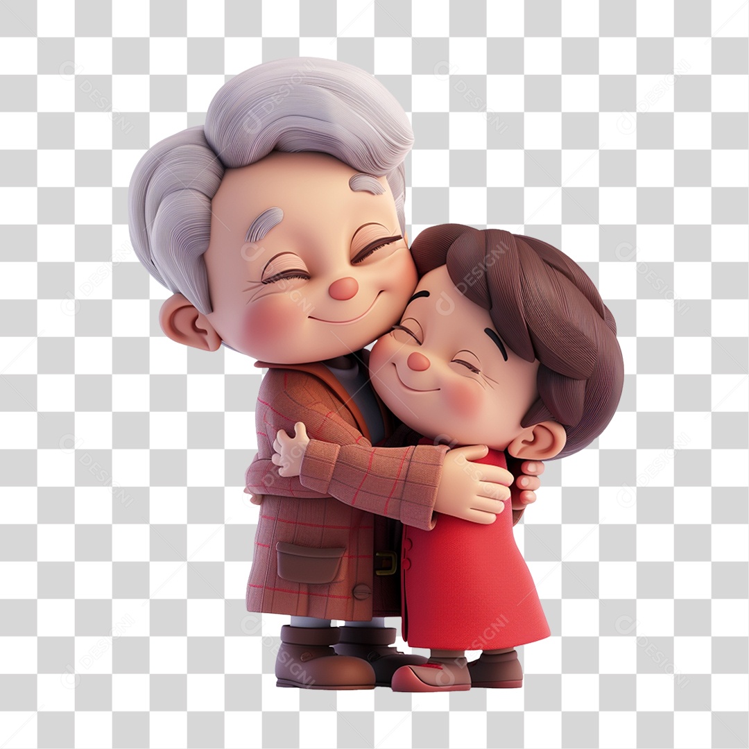 Avó Abraçando seu Neto PNG Transparente