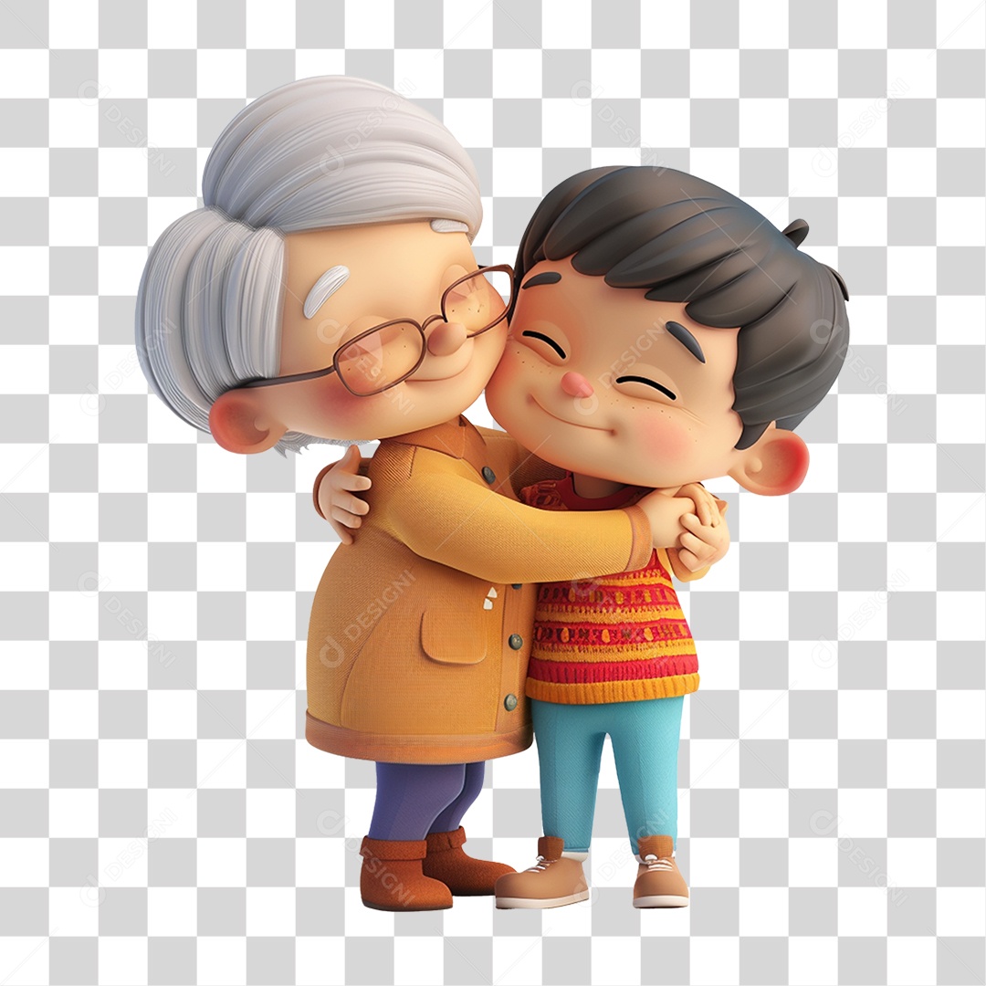 Avó Abraçando seu Neto PNG Transparente