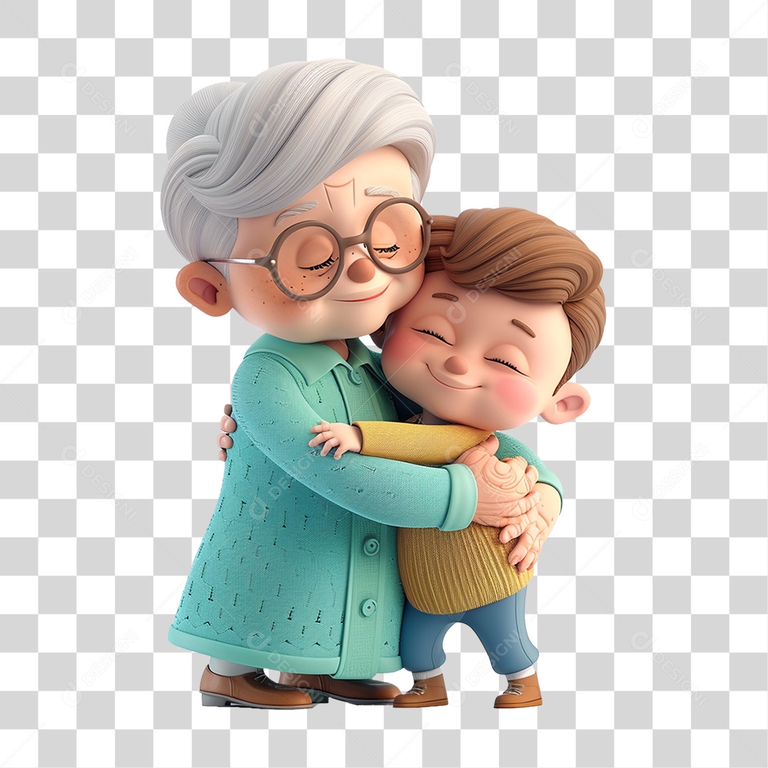 Avó Abraçando seu Neto PNG Transparente