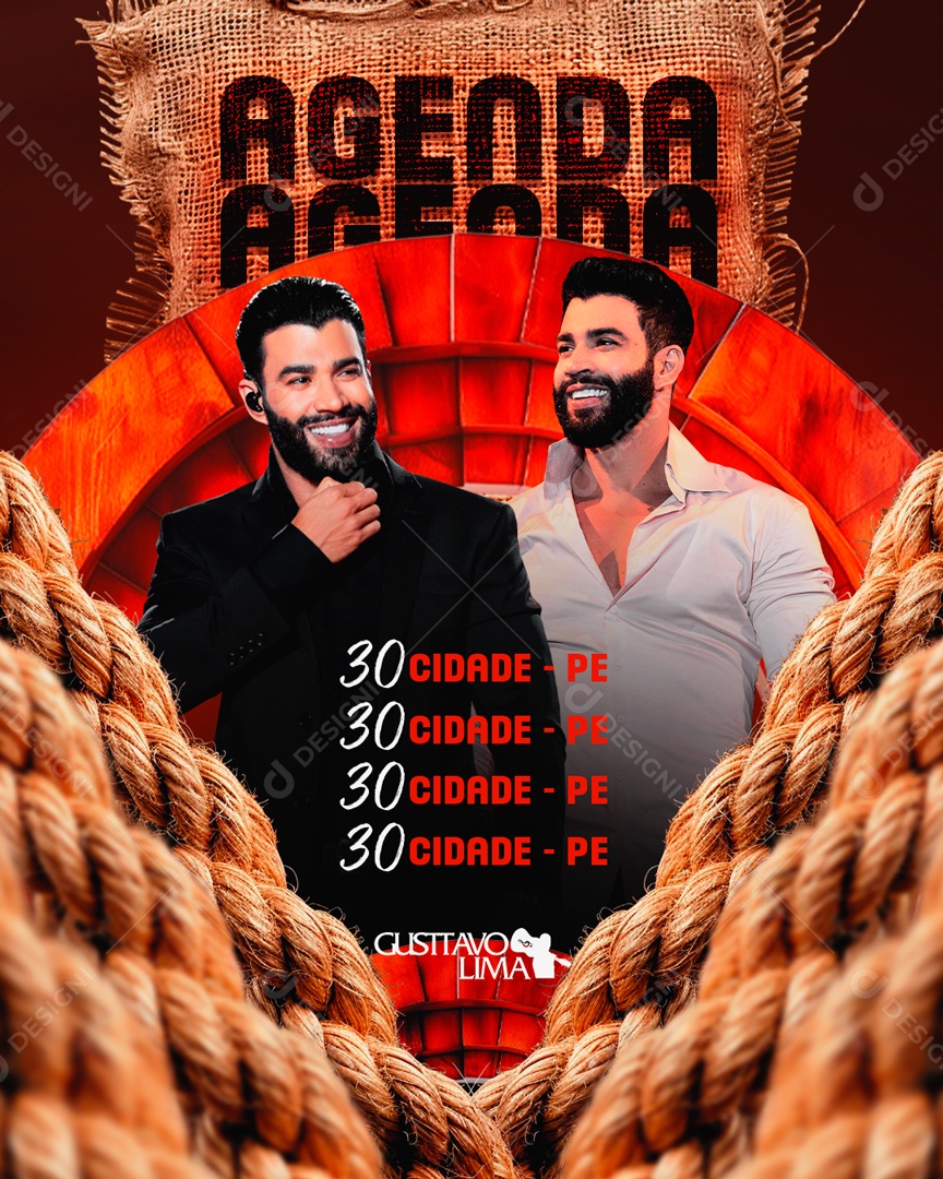 Flyer Agenda do Gustavo Lima Social Media PSD Editável