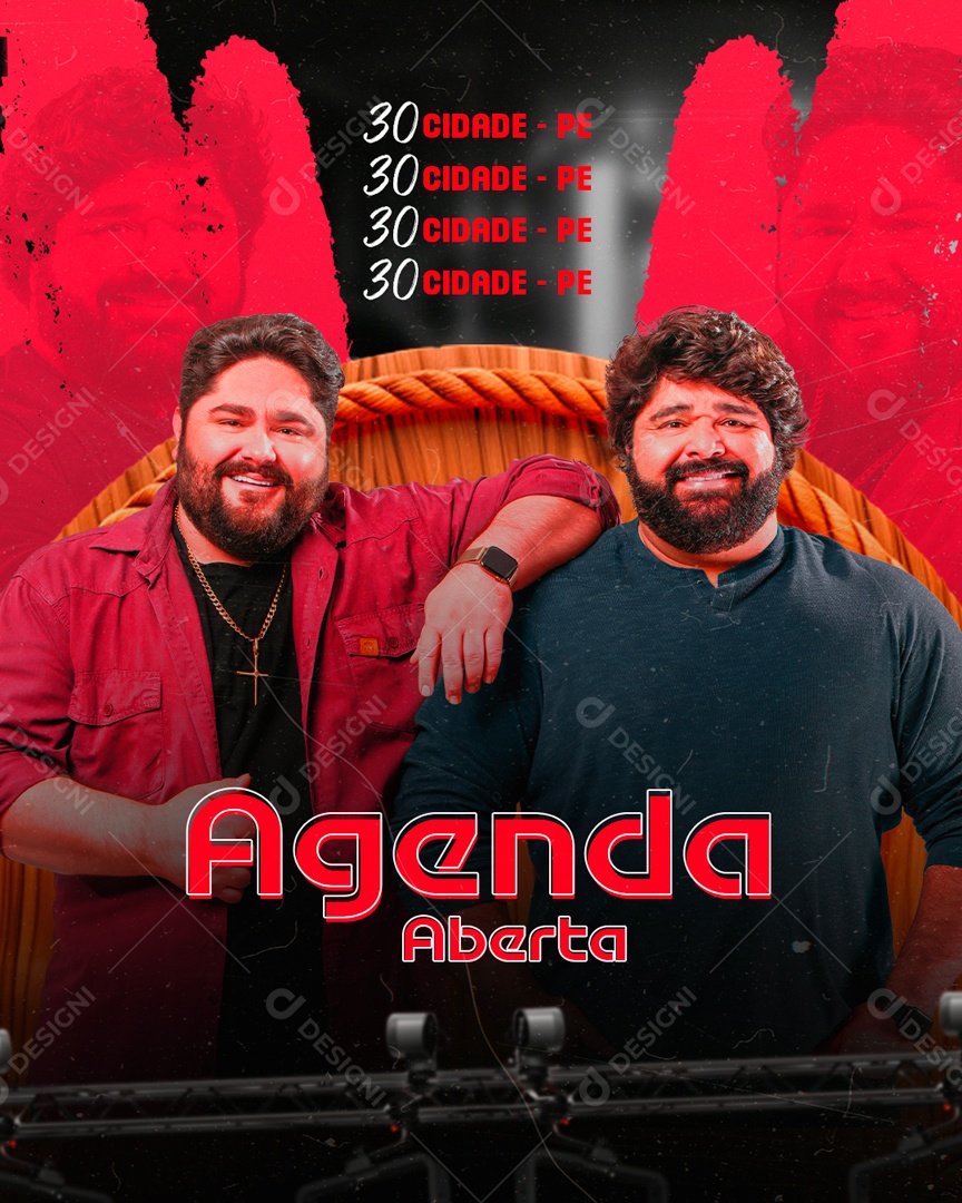 Flyer Agenda Aberta Cesar Menote e Fabiano Social Media PSD Editável
