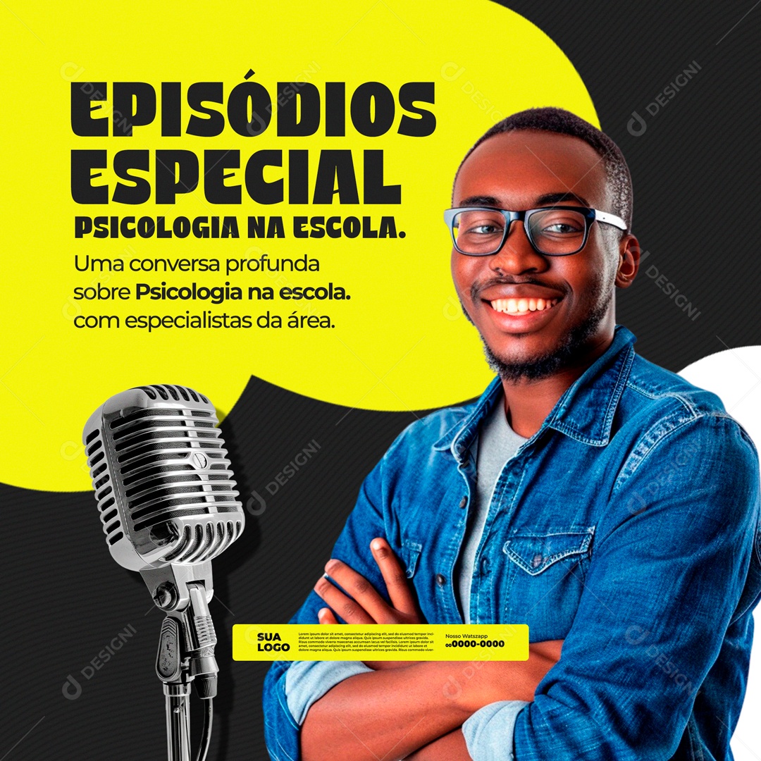 Episódio Especial Psicologia na Escola Social Media PSD Editável