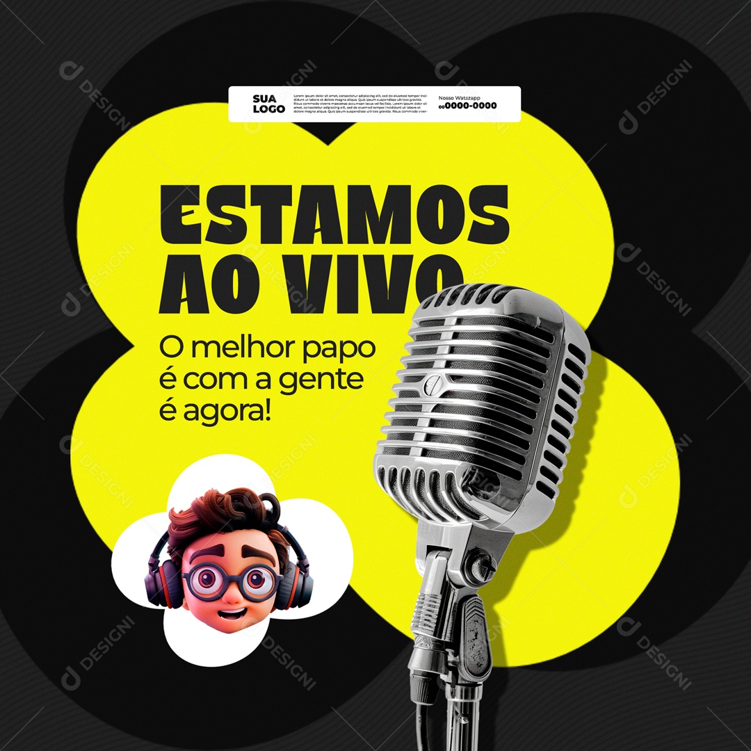 Estamos ao Vivo o Melhor Papo é com a Gente Social Media PSD Editável