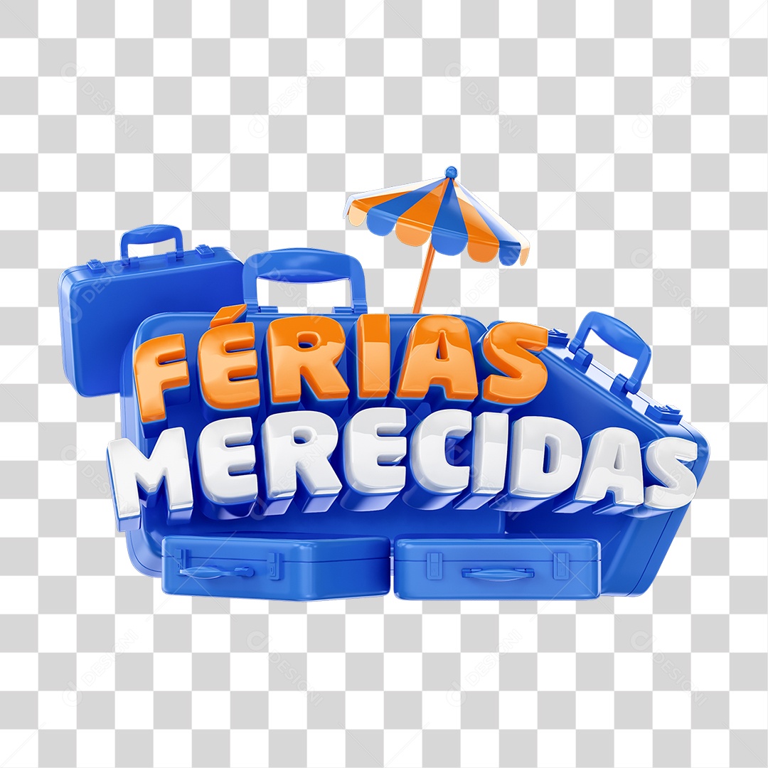Selo 3D Férias Merecidas PNG Transparente