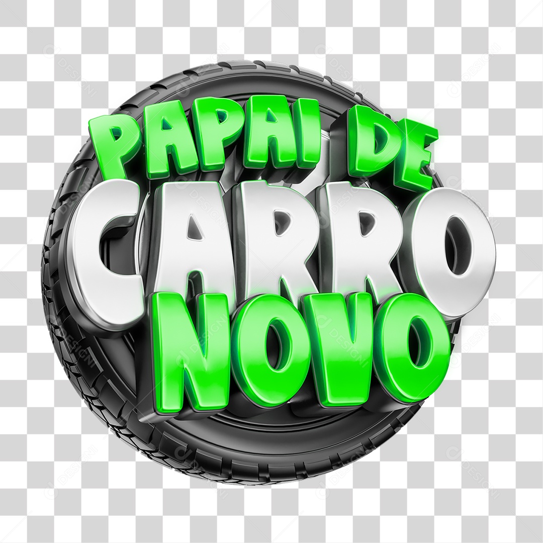 Selo 3D Papai de Carro Novo PNG Transparente