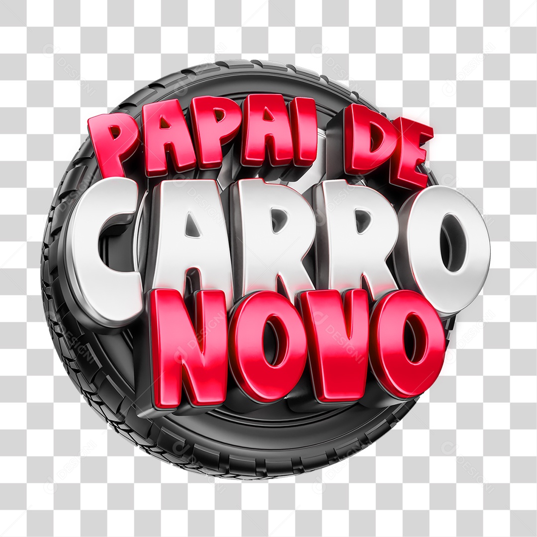 Selo 3D Papai de Carro Novo PNG Transparente