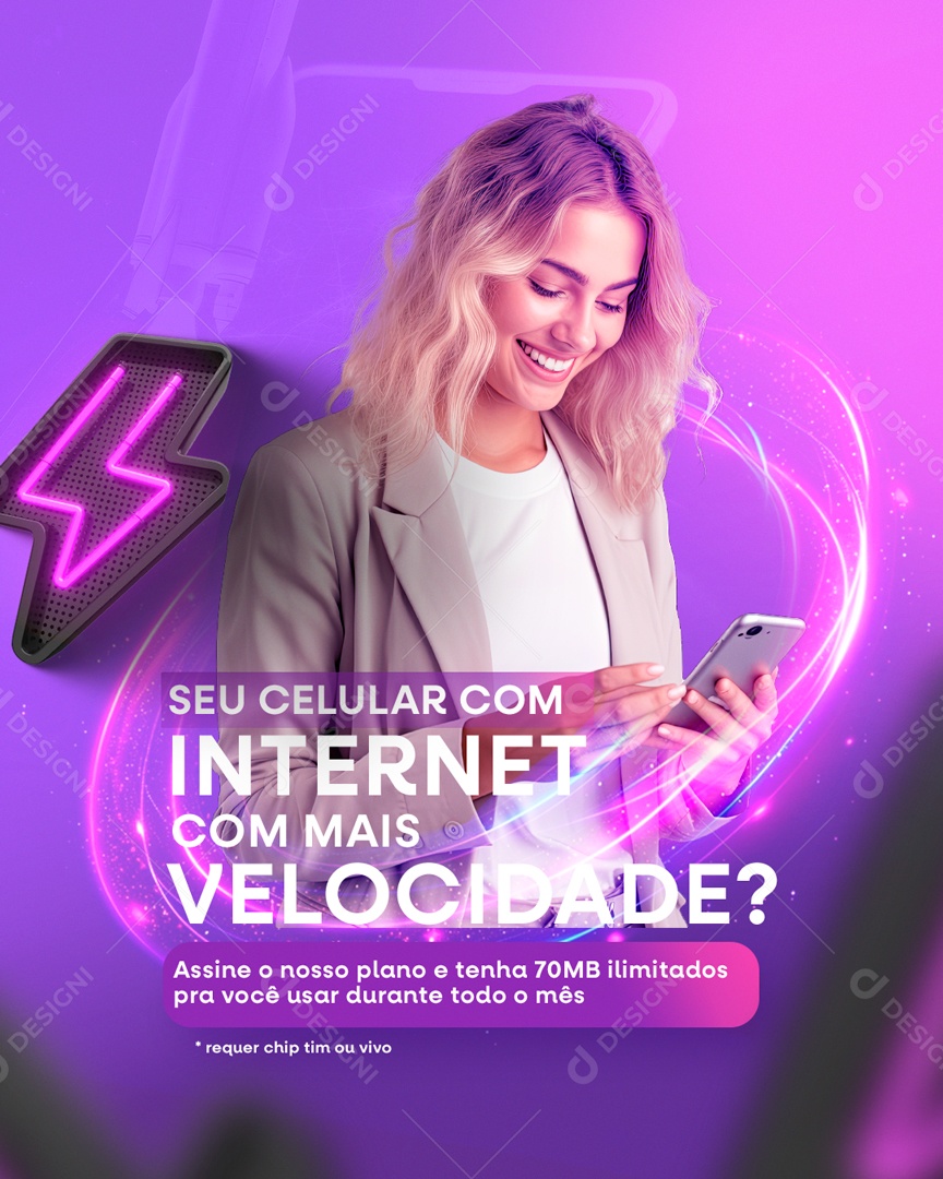 Seu Celular com Internet com mais Velocidade Social Media PSD Editável